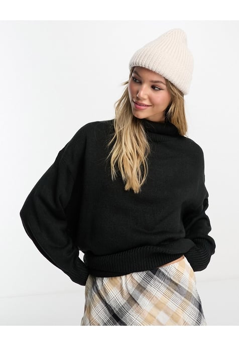 ASOS DESIGN oversized high neck jumper in black - Image 1