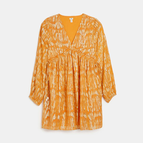 River Island Womens Smock Mini Dress Orange Shimmer