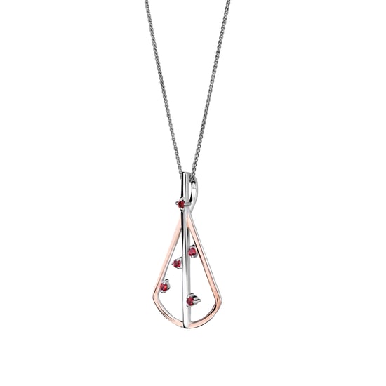 Orphelia 'Sacha' Women's 925 Sterling Silver Chain with Pendant - Silver/Rose ZH-7496 - Image 1