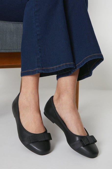 Wide Fit Paris Bow Detail Ballet Pumps - Image 1