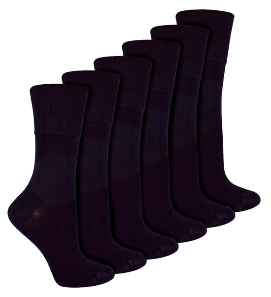 IOMI - 6 Pack Ladies Diabetic Bamboo Socks | Extra Wide Seamless Loose Non Elastic Socks for Women - Black - Image 1
