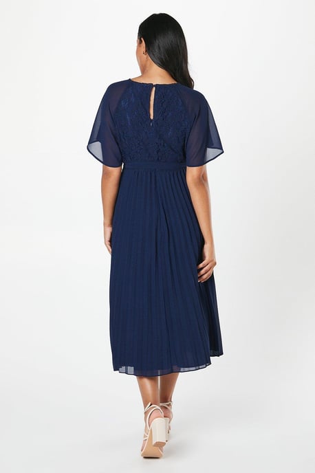 Petite Lace Angel Sleeve Midi Dress