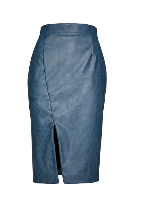 Indigo Faux Leather Pencil Skirt