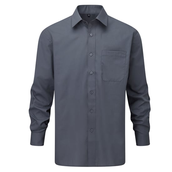 Russell Collection Womens/Ladies Poplin Long-Sleeved Shirt (Convoy Grey) - Image 1