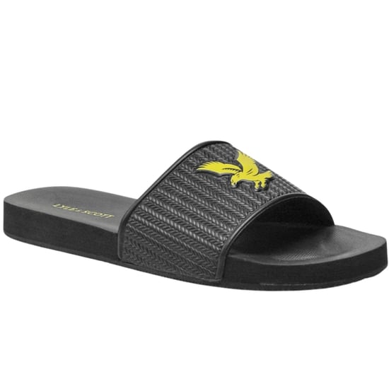 Lyle & Scott Logo Gunmetal Slides - Image 1