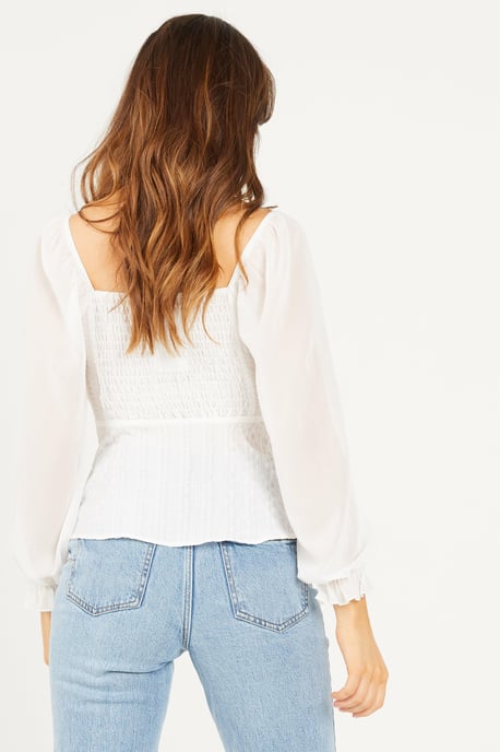 White Chiffon Peplum Top