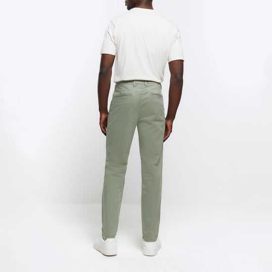 River Island Mens Chino Trousers Green Slim Fit Casual