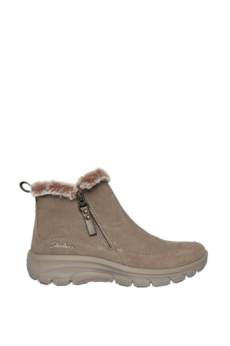 Easy Going Cool Zip! Faux Fur Zip Up Boot With Air-cooled Mf Taupe Suede