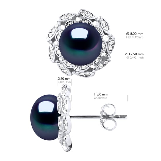 Earrings Real Cultured Freshwater Pearls Button 8-9 mm