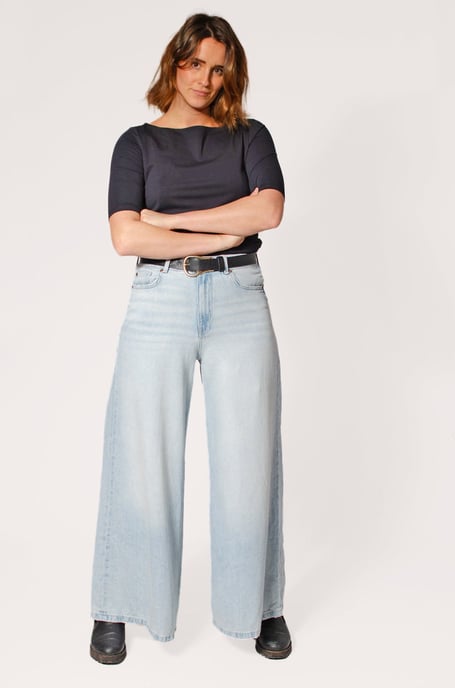 Denim High Rise Palazzo Jeans