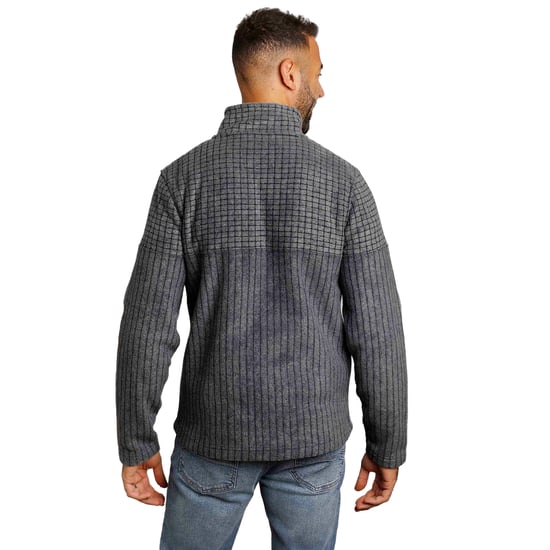 Weird Fish Heren Longmont Grid Eco Friendly Quarter Zip Fleece Top (Marine) - Image 3