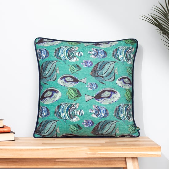 Wylder Tropics Abyss Fish Repeat Chenille Feather Filled Cushion - Image 6