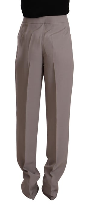 Armani Women's Brown High Waist Silk Tapered Long Pants - Image 3
