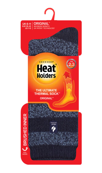 Värmehållare - Extra tjocka termiska strumpor för herrar för vintern | Varma fluffiga fleeceisolerade strumpor | Gåvor till män - Navy / Denim (Palermo) - Image 2