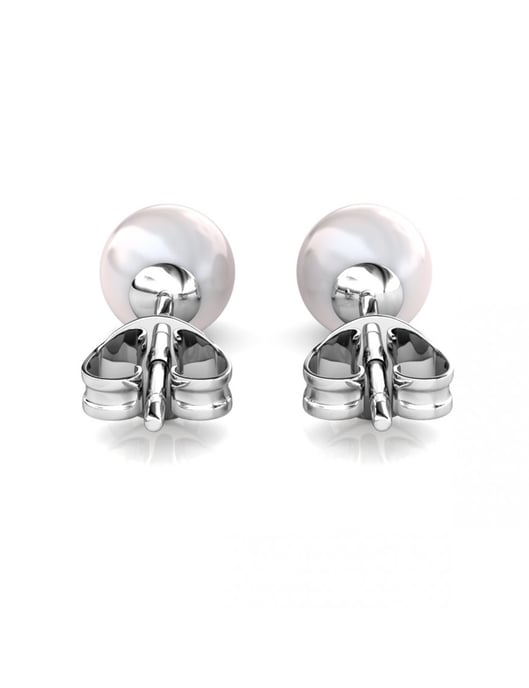 Full Moon Pearl Earrings - Silver and Crystal - Image 5