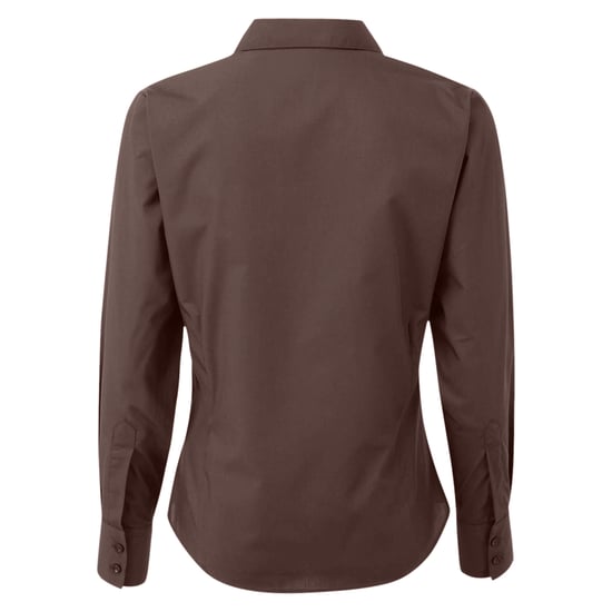Premier Dames/dames Poplin Blouse met lange mouwen / Gewoon werk overhemd (Bruin) - Image 2