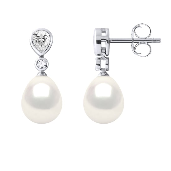 Drop Earrings Jewelry Sweet Water Beads 7-8mm White Pears 925