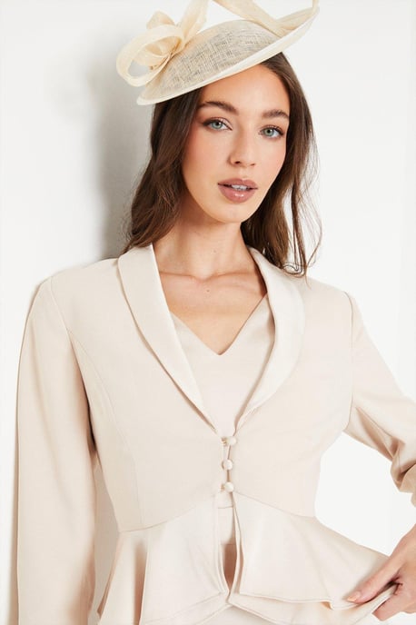 Satin Back Crepe Tailored Jacket With Peplum - Image 4