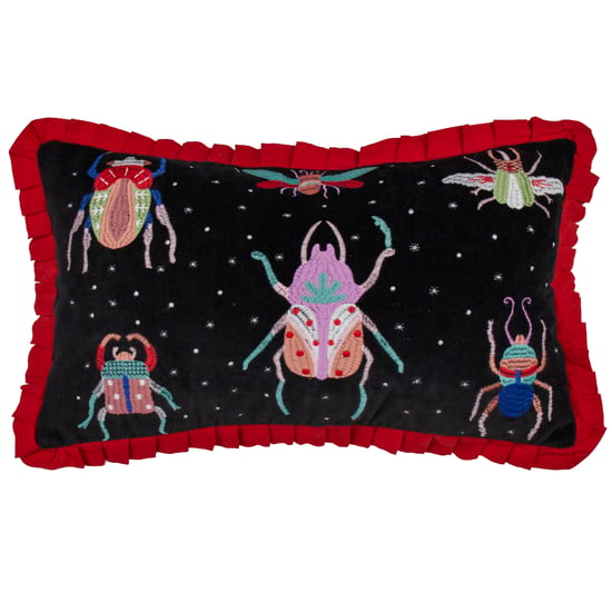 Wylder Darkling Beetles Embroidered Velvet Cushion Cover - Image 1
