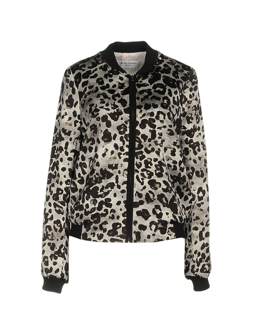 Helene Berman For Trilogy Grey Leopard Design Satin Bomber Jacket