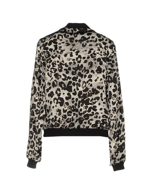 Helene Berman For Trilogy Grey Leopard Design Satin Bomber Jacket