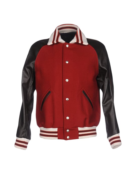 Umit Benan Brick Red Leather And Virgin Wool Bomber Jacket