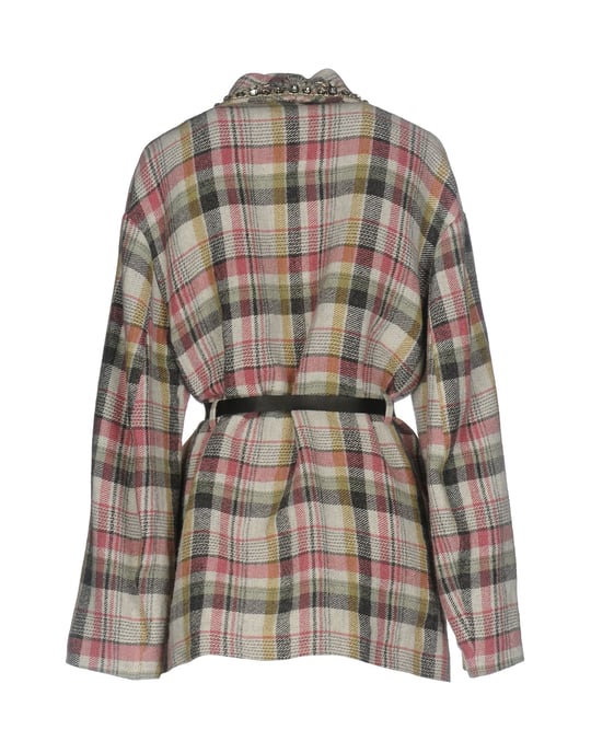 Isabel Marant Pastel Pink Tartan Linen Embellished Jacket