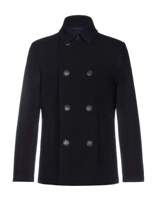 Armani Jeans Black Wool Double Breasted Coat