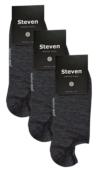 Steven - 3 Pairs Multipack Mens Merino Wool Invisible Socks - Charcoal - Image 2