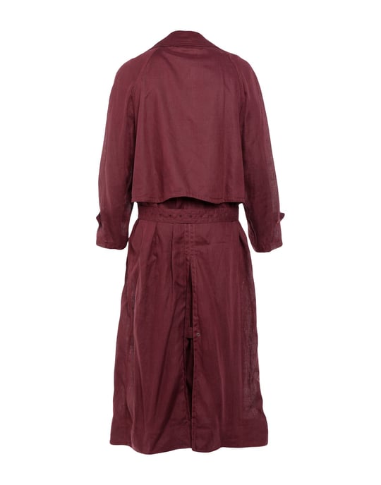 Acne Studios Maroon Linen Belted Trenchcoat