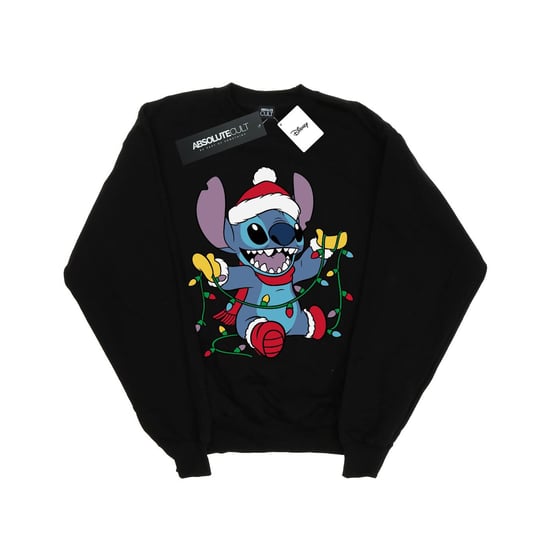 Disney Mens Lilo And Stitch Christmas Lights Sweatshirt (Black)