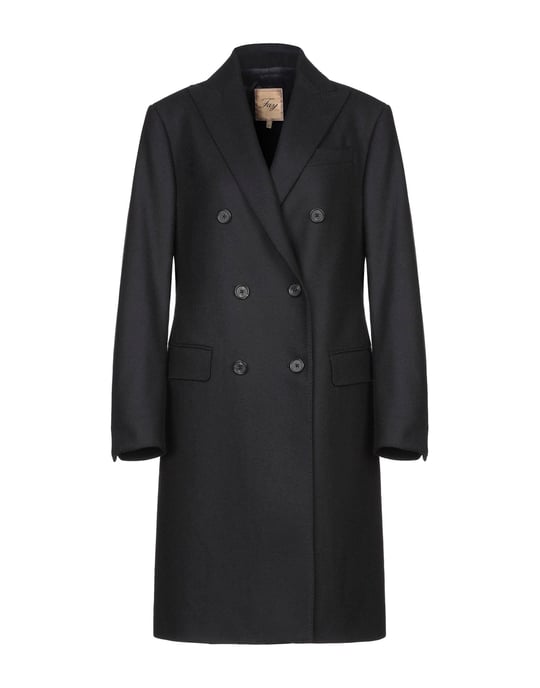 Fay Black Wool Double Breasted Overcoat