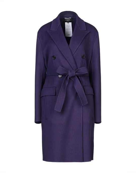 Rochas Purple Virgin Wool Belted Overcoat