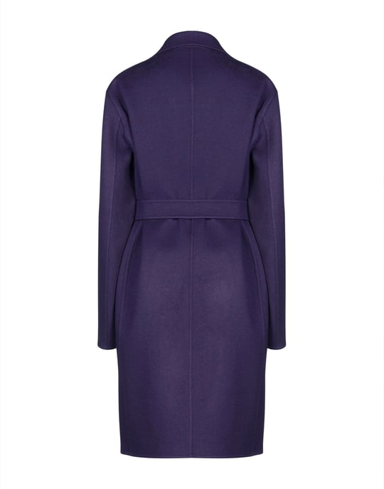 Rochas Purple Virgin Wool Belted Overcoat