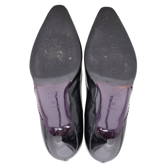 Celine Almond-Toe Kitten Heel Pumps in Black Leather - Image 6