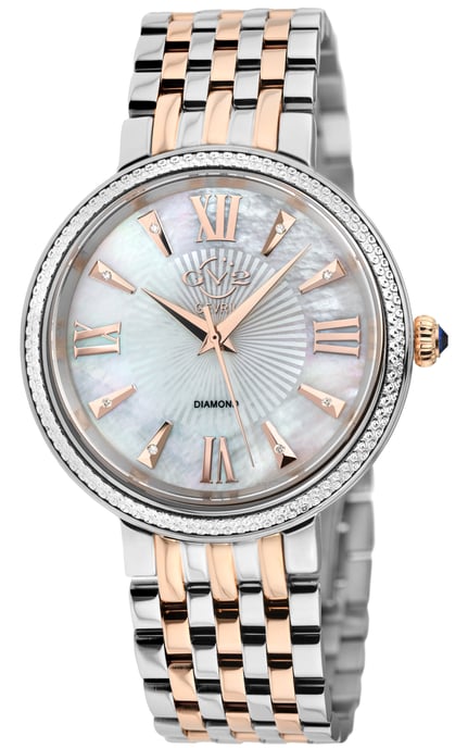 GV2 Women's Genoa 12535 Swiss Quartz Mother of Pearl Diamond Two-Tone Stainless Steel Watch - Image 1