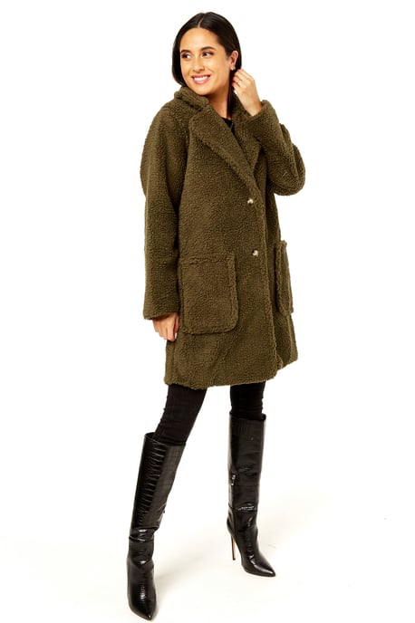 Faux Fur Longline Teddy Overcoat