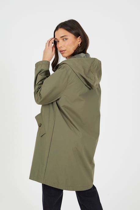 Light Khaki Lightweight Parka Style Hooded Jacket
