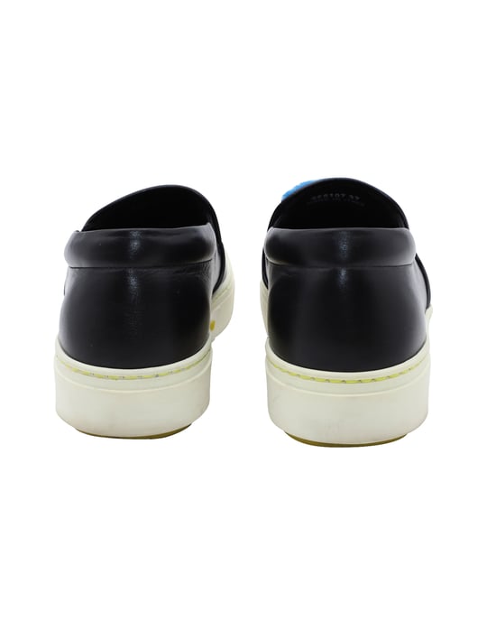 Fendi FF Shearling Fur Slip-On Sneaker in Black Leather - Image 4