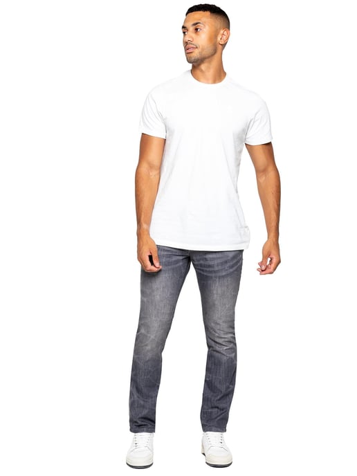 Enzo Mens Denim Straight Fit Jeans - Grey