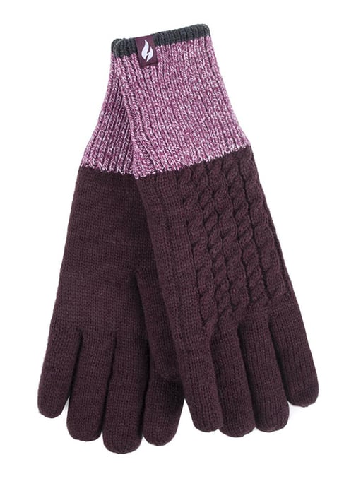 Heat Holders - Ladies Thermal Gloves for Winter in Kisdon Style - Mulberry - Image 1
