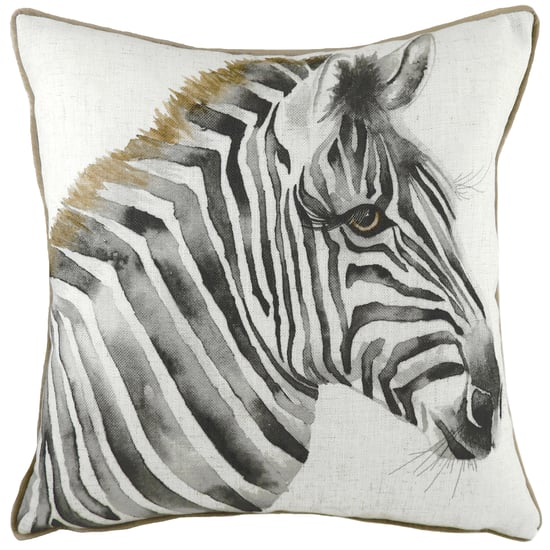 Evans Lichfield Safari Zebra Watercolour Piped Cushion Cover