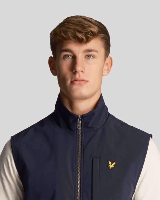 Lyle & Scott Branded Logo Softshell Navy Blue Gilet Jacket - Image 4