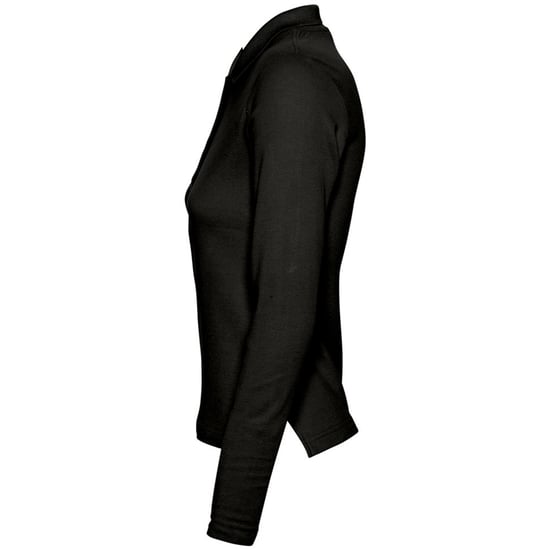 SOLS Womens/Ladies Podium Long Sleeve Pique Cotton Polo Shirt (Black) - Image 3