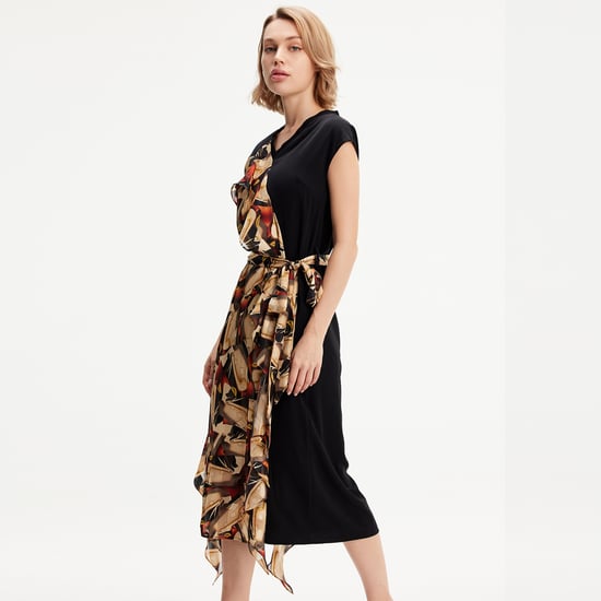 Asymmetrical dress with graphic print