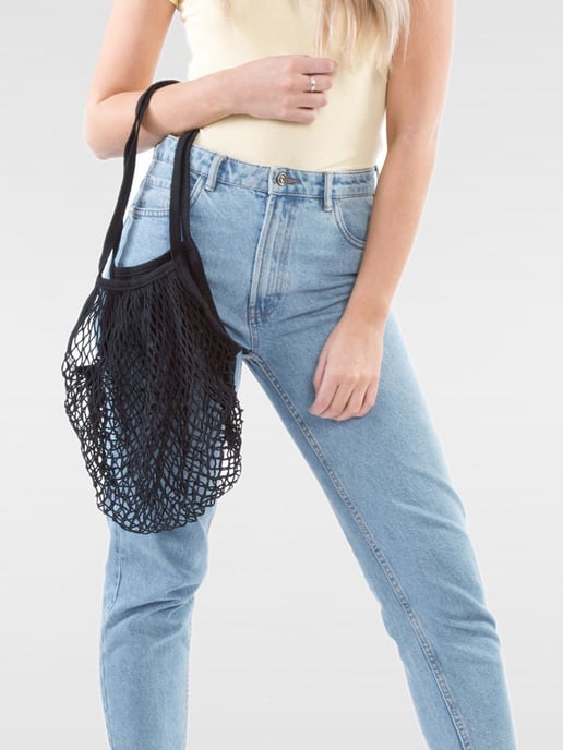 Cotton Net Bag in Black - Image 5