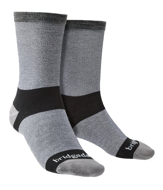 Bridgedale - 2 Pairs Mens Liner Base Layer Boot Socks - Grey - Image 1