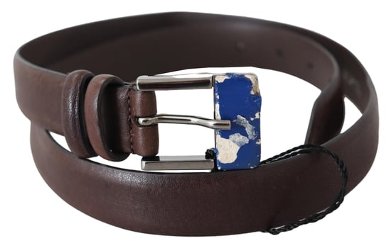Costume National Women's Brown Genuine Leather Silver Buckle Belt