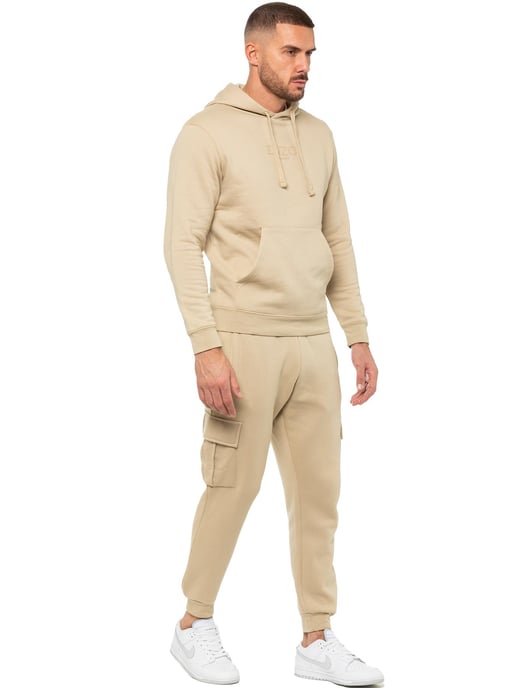Enzo | Mens Pullover Hoodie Tracksuit Set - Stone