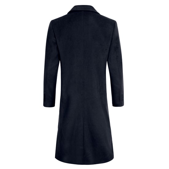 Knälång vinterullrock för män Slim Fit Turn-Down Collar Business Coats Blå - Image 3